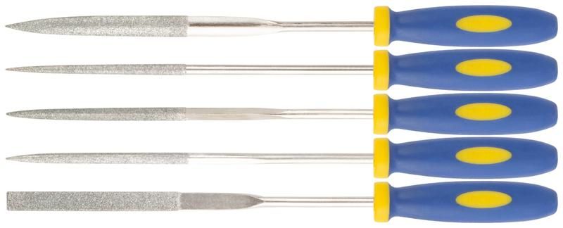 Надфили алмазные, мягкая ручка, 3х140х50 мм, набор 5 штук - 42173 РОС