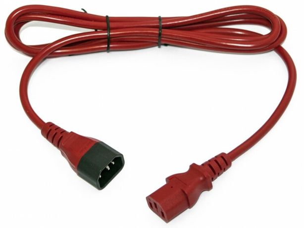 Кабель питания PWC-IEC13-IEC14-1.8-RD монитор-компьютер IEC 320 C13 - C14 (3х0.75) 10А прямая вилка 1.8м красн. Hyperline 281863