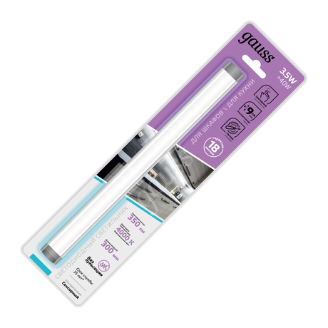 Светильник светодиодный Modul 3.5Вт 4000К IP20 350лм 300х25х9мм ДПО модульный с датчиком движения GAUSS 9022531235