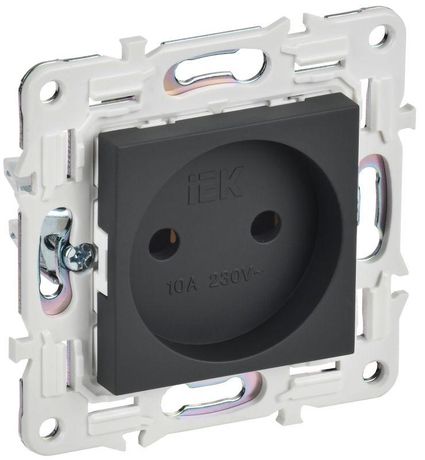 Розетка SKANDY 10А без заземл. защ. шторок SK-R02G графит IEK SK-R10-10-K53
