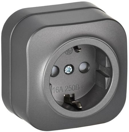 Розетка ОП GLORY РСш20-3-ХСм 16А с заземл. защ. шторки сталь матов. IEK ERH14-K46M-16