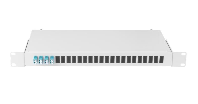 Кросс оптический NIKOMAX 19, 1U, укомплектованныйна 8 портов LC/UPC(4 двойных LC/UPC адаптера), SM 9/125 OS2, стальной, серый, в комплекте: адаптеры,монтажные шнуры 1м, сплайс-кассета с крышкой, гильзы, заглушки NMF-RP08LCUS2-WS-ES-1U-GY - ЭКО48816