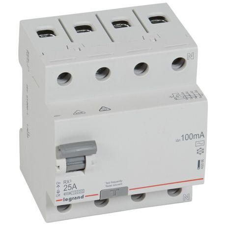 Выключатель дифференциальный (УЗО) RX3 4п 25А 100мА тип AC | 402066 Legrand