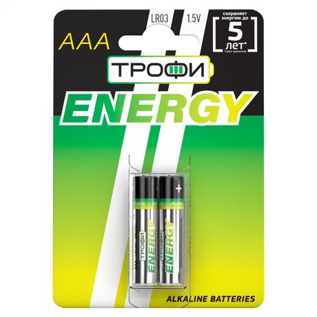 Батарейка Трофи LR03-2BL ENERGY Alkaline (20/480/17280) - Б0017043 ЭРА