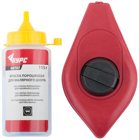 Шнур малярный отбойный ABS пластик. корпус 30м + краска разметочная 115г КУРС 04707