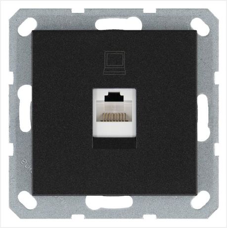 Розетка компьютерная 1-м RJ45 IP20 кат. 5E механизм антрацит Jasmart G6105B