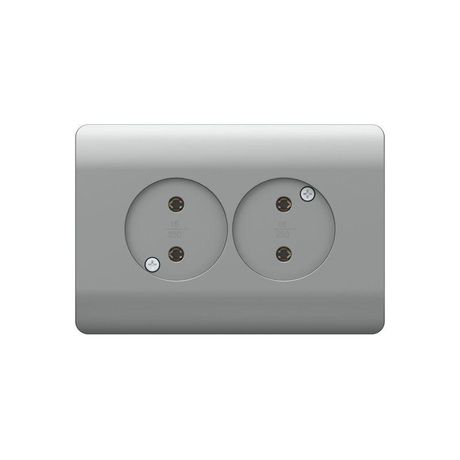 Розетка б/з со шторками двойная, 16А, серебряный(NEW3-E) | 431421 CHINT