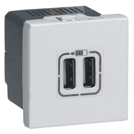 Розетка 2хUSB для зарядки - Mosaic 2 модуля А+А белая | 278594L Legrand