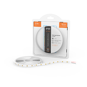 Лента светодиодная LED 10 Вт/м 700 Лм/м 5050-SMD 60 шт/м 12 В DC 3000К теплый белый IP20 блистер (1 м ) Basic Gauss - BT033