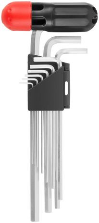 Набор ключей шестигранных длинные (15-10мм) CrV 9шт с пластик.Т-обр.ручкой FIT 64197 РОС