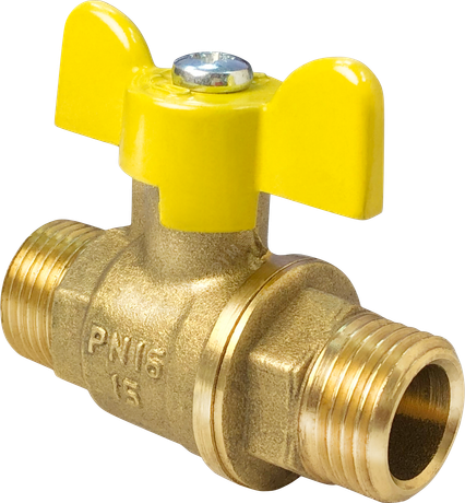 Кран шаровой для газа латунный НР/НР ручка-бабочка 3/4дюйм (56/14) VALFEX VF.279.LB3.034