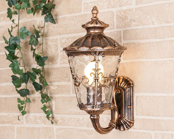 Светильник садово-парковый GLYF-8046U Diadema U черное золото настенный | a028003 Elektrostandard