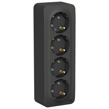 Розетка BLANCA наружная 4-я с заземлением со шторками изоляционной пластиной 16А 250В антрацит - BLNRA011416 APC