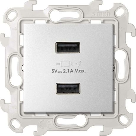 Устройство зарядное 2хUSB 5В 2.4A 230В S24 Harmonie алюм. Simon 2411096-033 Simon арт. 2411096-033