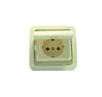 Розетка 1-м СП Mimoza 10А с заземл. крышкой без вставки бел. Makel 22009