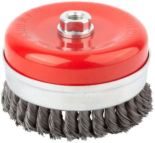 Профи 125 мм - 39512 Кордщетка-чашка гайка М14 стальная витая проволока с бандажом РОС
