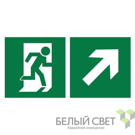 Знак безопасности NPU-3015.E37"Напр. к эвакуационному выходу направо вверх" Белый свет a25520 BS