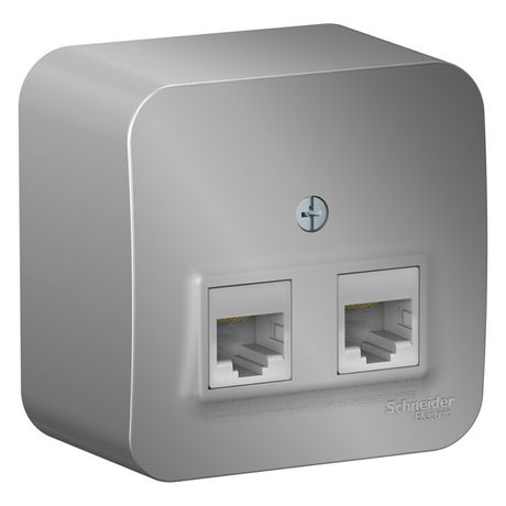 Розетка компьютерная 2-м ОП Blanca RJ45 кат.5E с изолир. пластиной алюм. SE BLNIA045453 APC