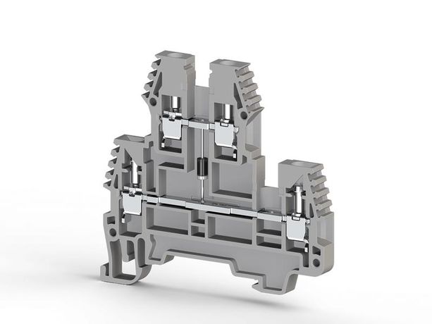 Клеммник 2-х ярусный 2.5кв.мм с диодом сер. PIK2.5ND-A Klemsan 317219