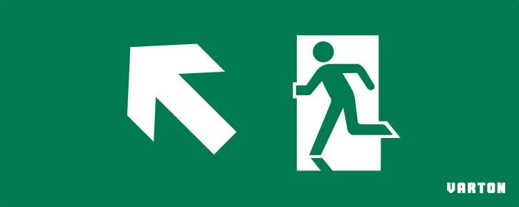 Пиктограмма СТРЕЛКА ВЛЕВО ВВЕРХ для аварийно-эвакуационного светильника ip20 Вартон - V1-R0-70354-21A01-2017 VARTA