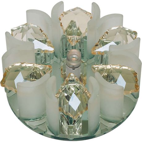 Светильник декоративный встраиваемый DLS-F120 G4 GLASSY/CLEAR+CHAMPAGNE "Fiore" без лампы цоколь основание стекло цвет зеркальный отделка кристалл прозрачный с элементами цвета шампань Fametto 10638