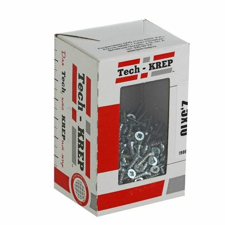 Шуруп универсальный 2,5х10 потайная головка, остроконечный, оцинкованный (500шт) - коробка 102155 Tech-KREP