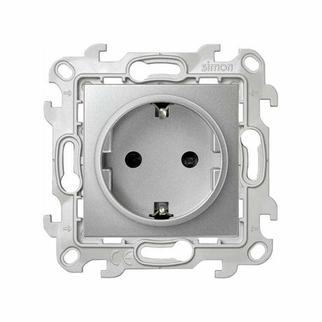 Розетка с заземлением Schuko 2Р+Е 16A 250В цвета алюминий S24 Harmonie | 2450434-033 Simon