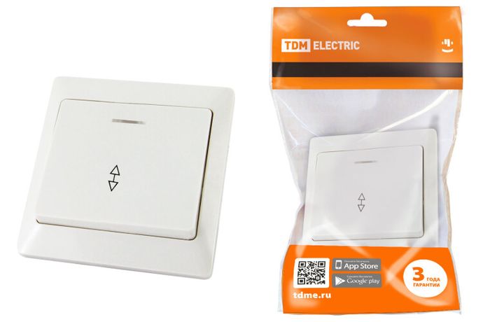Выключатель 1 кл. на 2 направления с подсветкой 10А белый "Ильмень" | SQ1823-0006 TDM