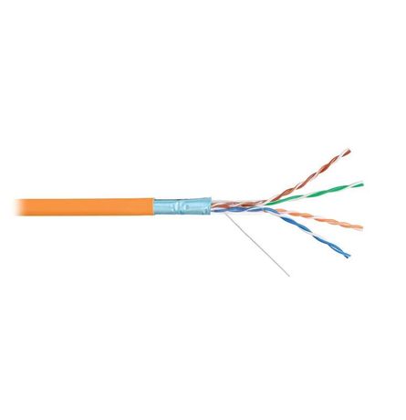 Кабель F/UTP кат.5E (класс D) 4 пары 24 AWG (0.511мм) тест по ISO/IEC 100МГц ож BC чистая медь внутр. LSZH нг(А)-HFLTx оранж. (уп.305м) NIKOLAN NKL 9200C-OR