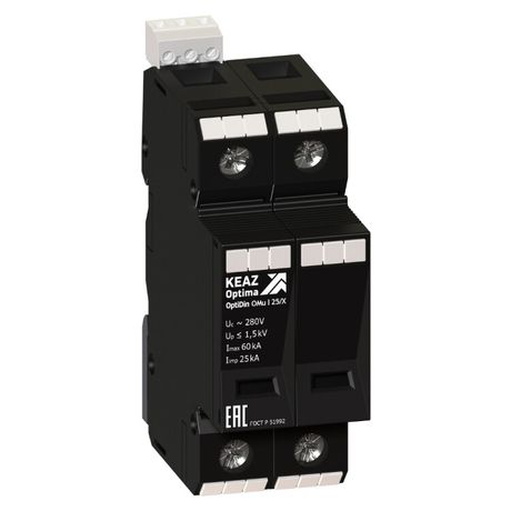 Ограничитель импульсных перенапряжений (УЗИП) NП+N 100кА (класс I + II III) OptiDin OMu-I-N-260/100 - 114286 КЭАЗ