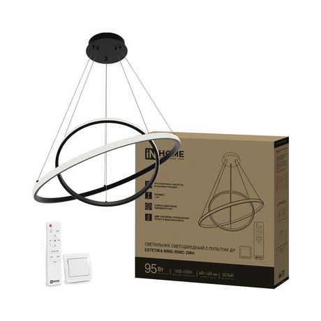 Светильник светодиодный ESTETIKA RING-95RC-2BL 95Вт 3000-6500К 230В 600/400 1.2м трос пульт ДУ черн. IN HOME 4690612062501