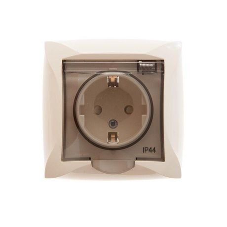 Розетка 1-м СП Дуэт 16А IP44 с заземл. защ. шторки крышкой беж. SchE WDE000248 APC