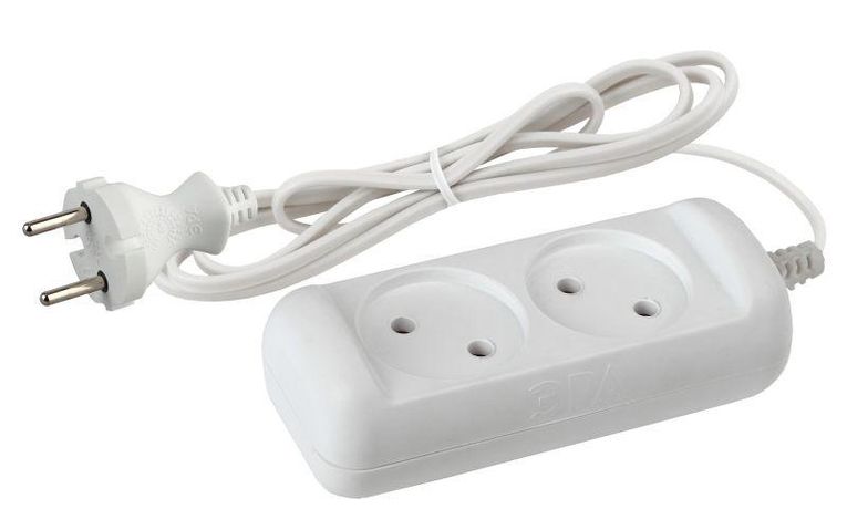 Удлинитель электрический UX-2-5m без заземления 2 розетки 5м ШВВП 2x0,75мм2 6А | Б0038559 ЭРА