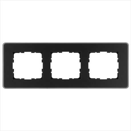 Рамка стеклянная матовая закругленная 3 поста цвет черный - G1003GB-RM Jasmart