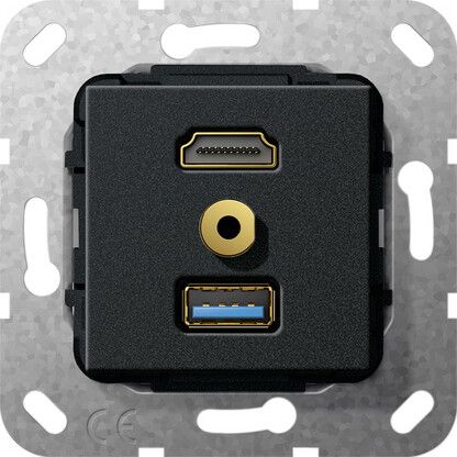 Мех-м с накладкой HDMI с/у пластик черный IP20 Gira System 55 | 568110