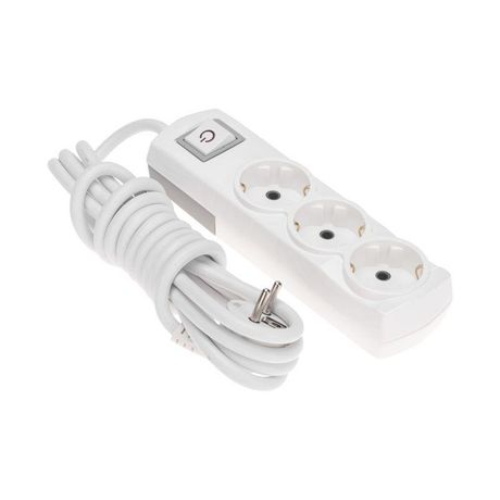 Удлинитель PREMIUM 3 гнезда, 3м, 3х1,5мм², с/з, с выключателем, белый | 13-4104 REXANT MEET
