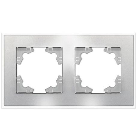 Афина рамка стеклянная двухместная универсальная, серебро (еврослот) - 2267 Союз