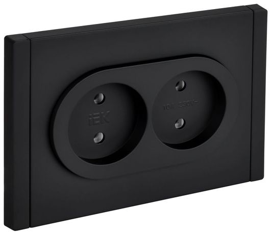 Розетка 2-м СП FORTE&PIANO FP126M 10А IP20 без заземл. защ. шторок безвинтовое крепление черн. IEK FP-R20-10-1-M-K02 IEK (ИЭК) арт. FP-R20-10-1-M-K02