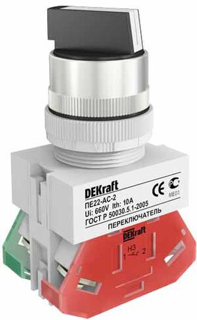Переключатель на 2 положения I-O ПЕ-22 ACRL-2 d22мм прав. без фиксации стандарт. ручка DEKraft 25139DEK APC