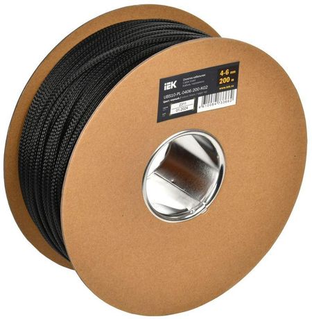 Оплетка кабельная 4-6мм полиэстер 200м черная | UBS10-PL-0406-200-K02 IEK
