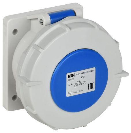 Розетка встраиваемая прямая ССИ-6232 32А 3п 2P+PE 6ч 220В IP67 IEK PSR61-032-3-0-67 IEK (ИЭК) арт. PSR61-032-3-0-67