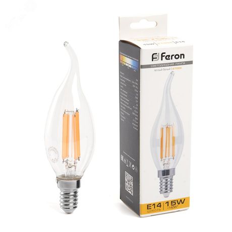 Лампа светодиодная LED 15вт Е14 теплый свеча на ветру FILAMENT - LB-718 38261 FERON