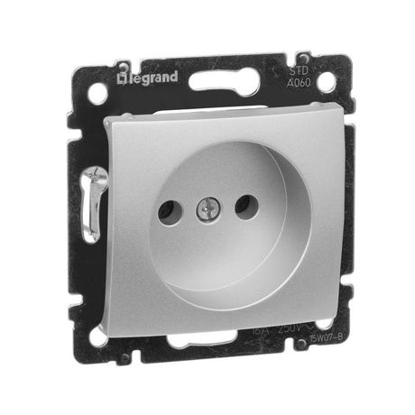 Розетка 1-местная без заземления защитных шторок 16А алюминий VALENA DIY - 694341 Legrand