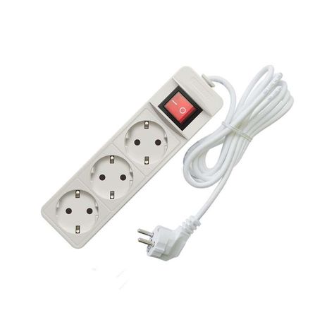 Удлинитель бытовой ТМ Союз 2200 Вт с заземлением выключателем 3 гнезда ПВС 3м - 481S-7303