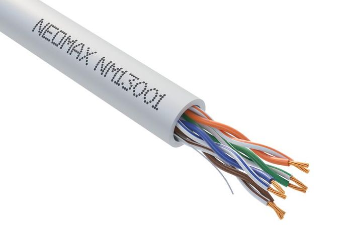 Кабель витая пара U/UTP кат.5E 4х2х24AWG (7/0.18) stranded CU PVC сер. (NM13001) (уп.305м) NEOMAX 1244189
