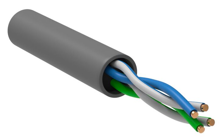 Кабель связи витая пара ШПД U/UTP кат. 5e 24AWG 4х2х0.48мм solid LSZH (305м) бел. (м) ITK BC1-C5E04-128 IEK
