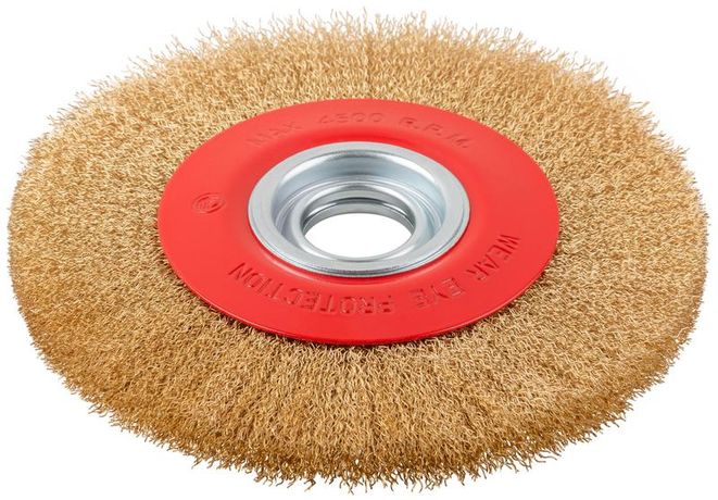 Корщетка-колесо, стальная латунированная волнистая проволока 200 мм - 39016 РОС