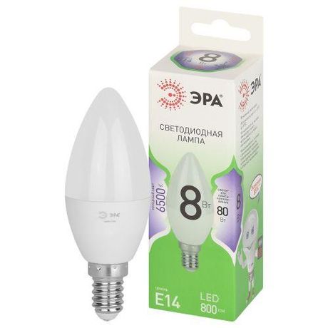 Лампа светодиодная LED 8 Вт 800Лм 6500К свеча холодный E14 220-240В B35-8W-865-E14 Green Line - Б0067101 ЭРА