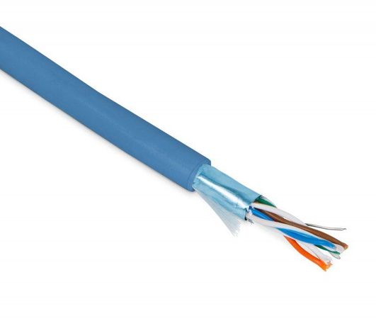 Кабель витая пара экранир. F/UTP кат.5E 4 пары 26 AWG МЖ patch PVC FUTP4-C5E-P26-IN-P C-BL-305 (FTP4-C5E-PATCH-BL-305) син. (уп.305м) Hyperline 236279