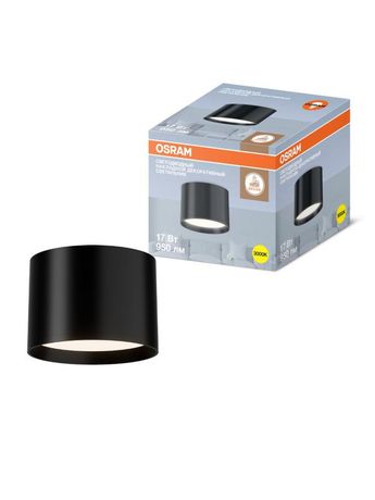 Накладной декоративный светильник OSRAM ДПО 17Вт 3000К 950Лм IP20 черный 4607194231119
